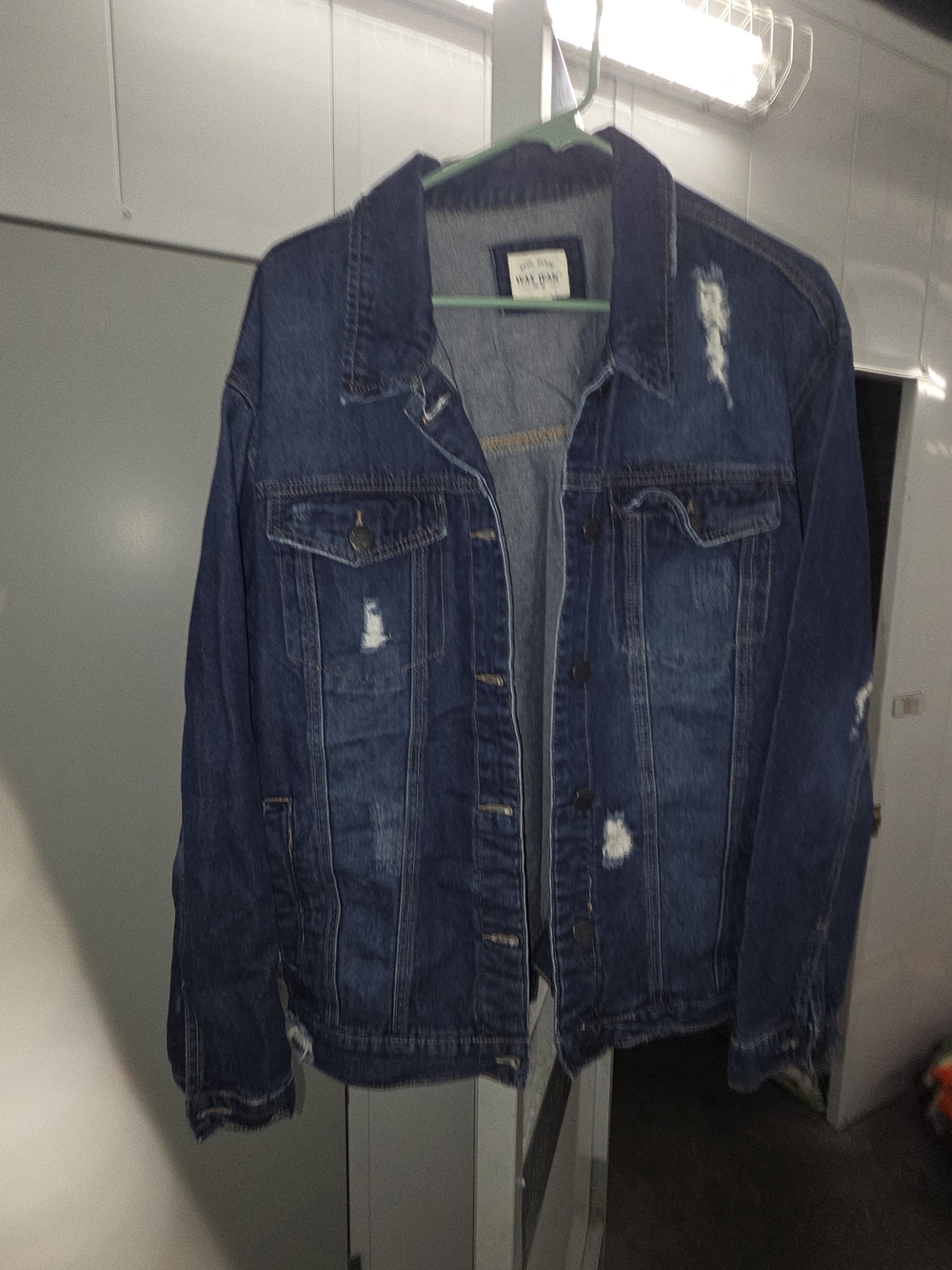 Wax Jean Distressed Dark Blue Denim Jacket